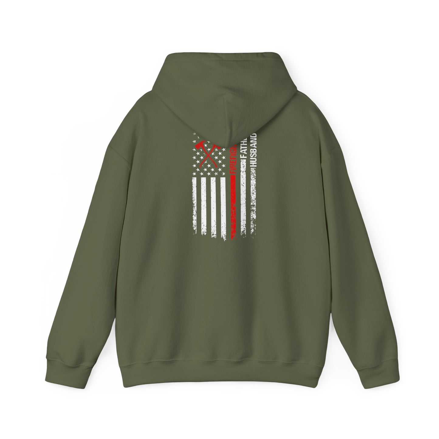 Firefighter Father Husband Hoodie (Front + Back Print)
