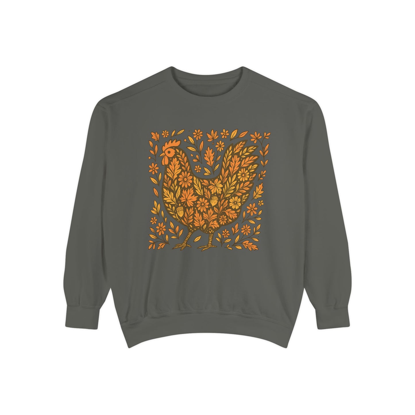 Rustic Fall Chicken Crewneck – Comfort Colors 1566 Sweatshirt