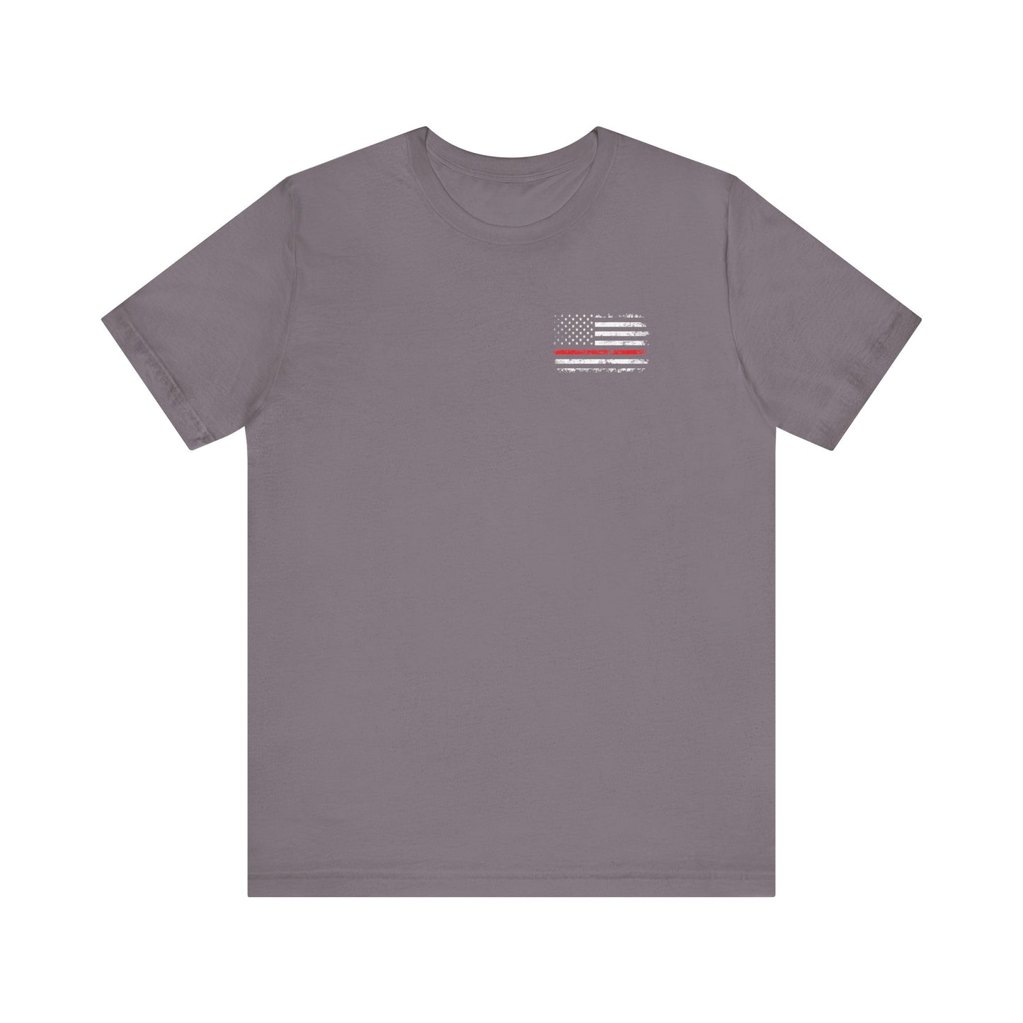 Firefighter Father Husband American Flag T-Shirt (Front + Back Design)
