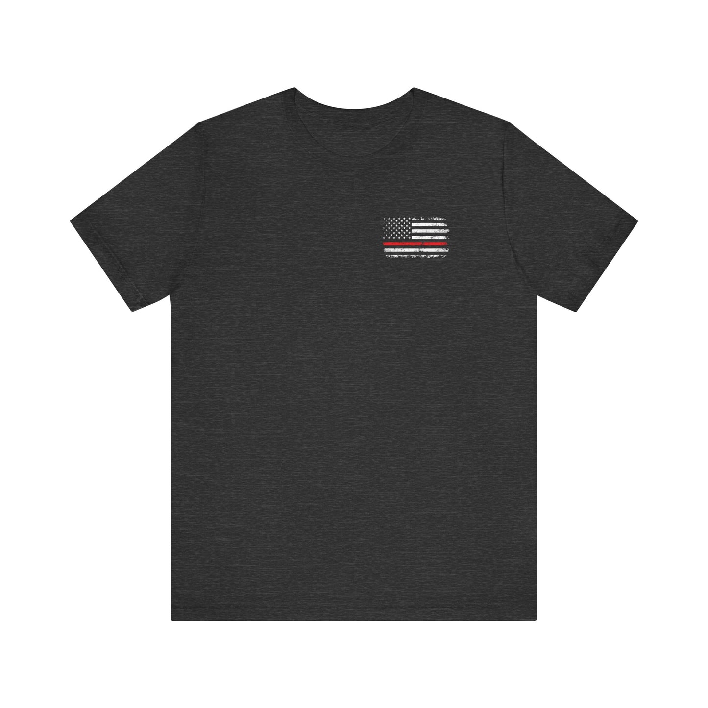 Firefighter Father Husband American Flag T-Shirt (Front + Back Design)