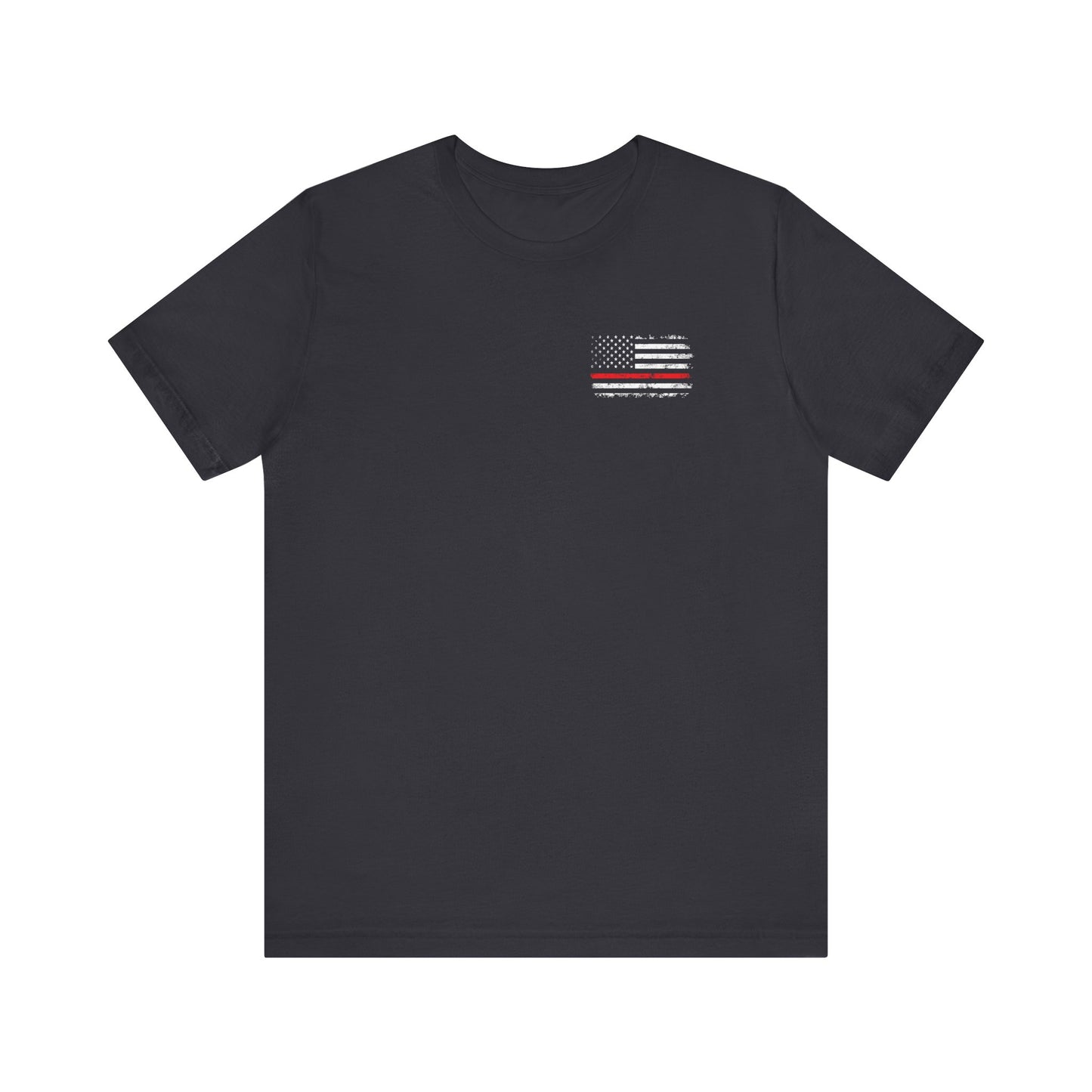 Firefighter Father Husband American Flag T-Shirt (Front + Back Design)