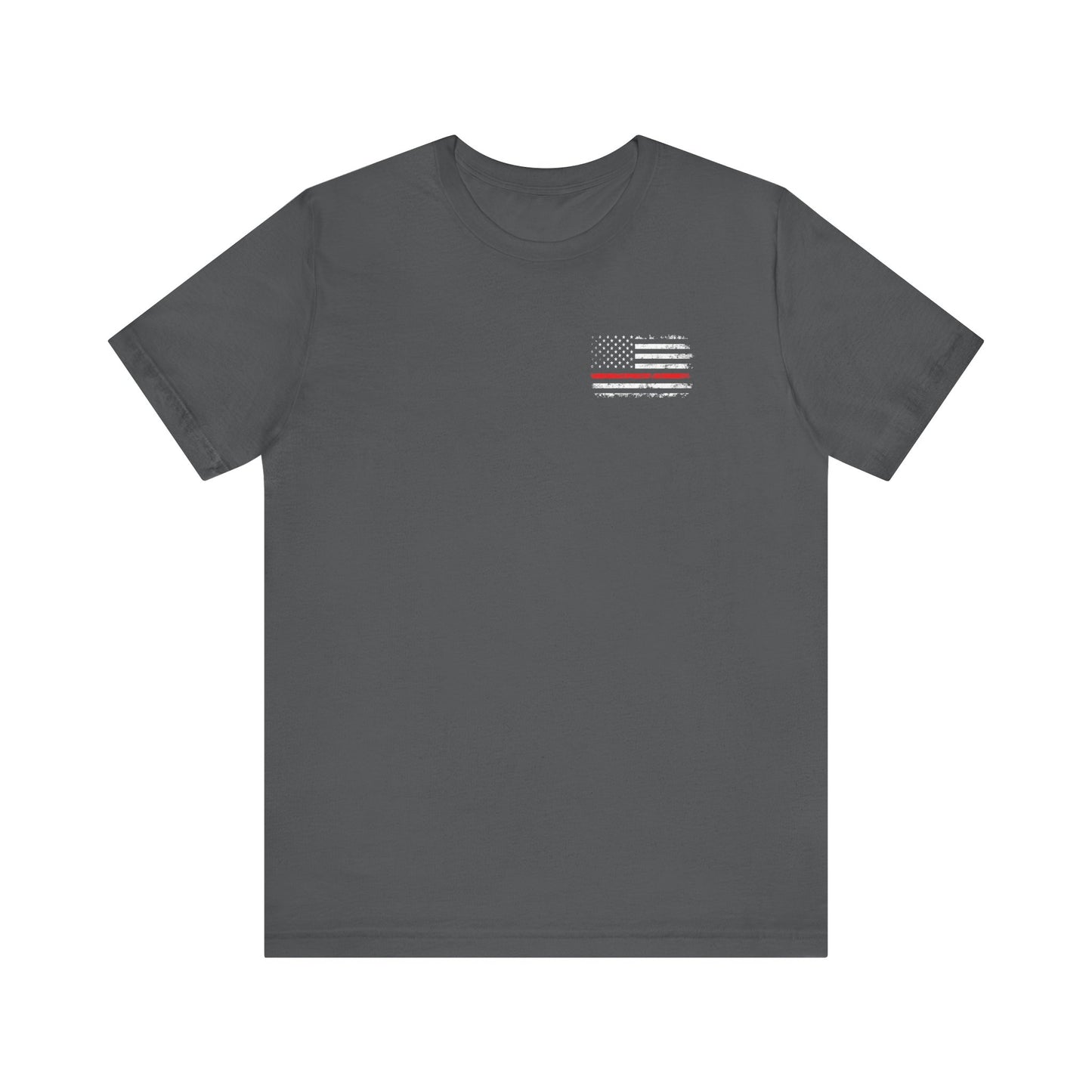 Firefighter Father Husband American Flag T-Shirt (Front + Back Design)