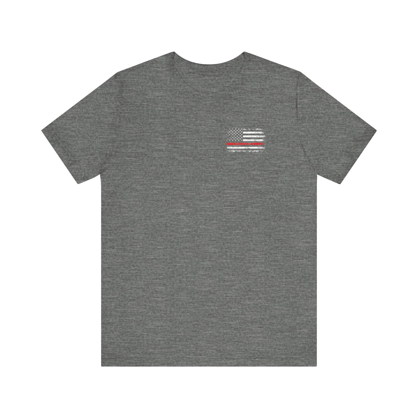 Firefighter Father Husband American Flag T-Shirt (Front + Back Design)