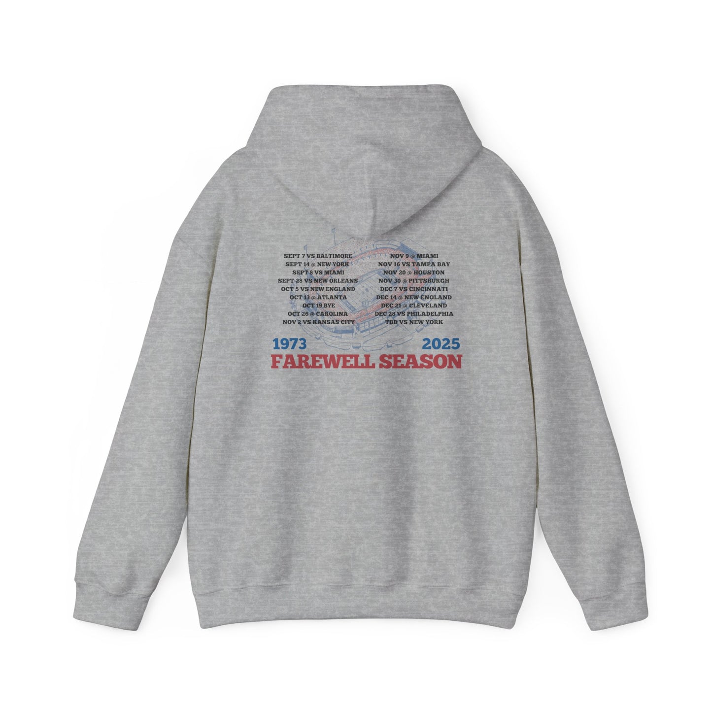 Farewell Season 1973–2025 Buffalo Stadium Hoodie (Front & Back Print)
