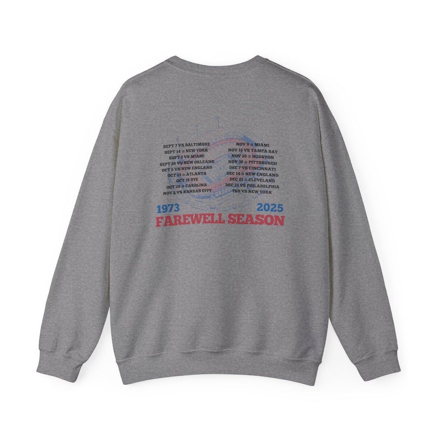 Farewell Season 1973–2025 Buffalo Stadium Sweatshirt (Front & Back Print)