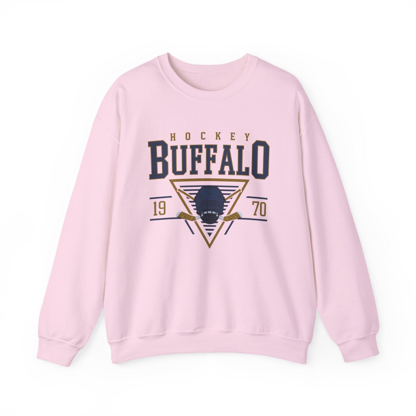 Buffalo Hockey Sweatshirt – 1970 Helmet and Sticks Vintage Crewneck