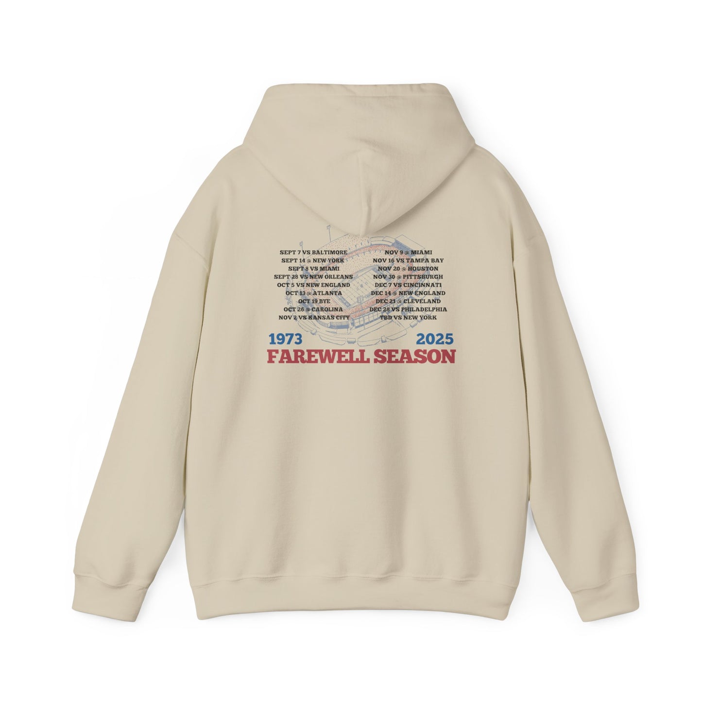 Farewell Season 1973–2025 Buffalo Stadium Hoodie (Front & Back Print)
