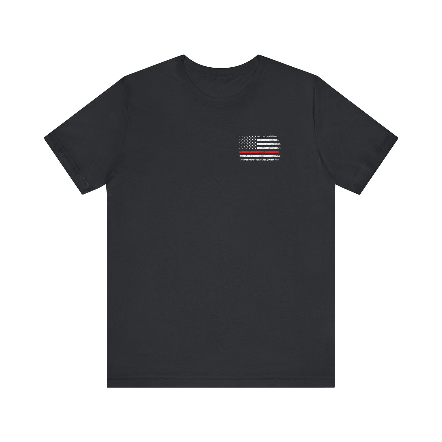 Firefighter Father Husband American Flag T-Shirt (Front + Back Design)