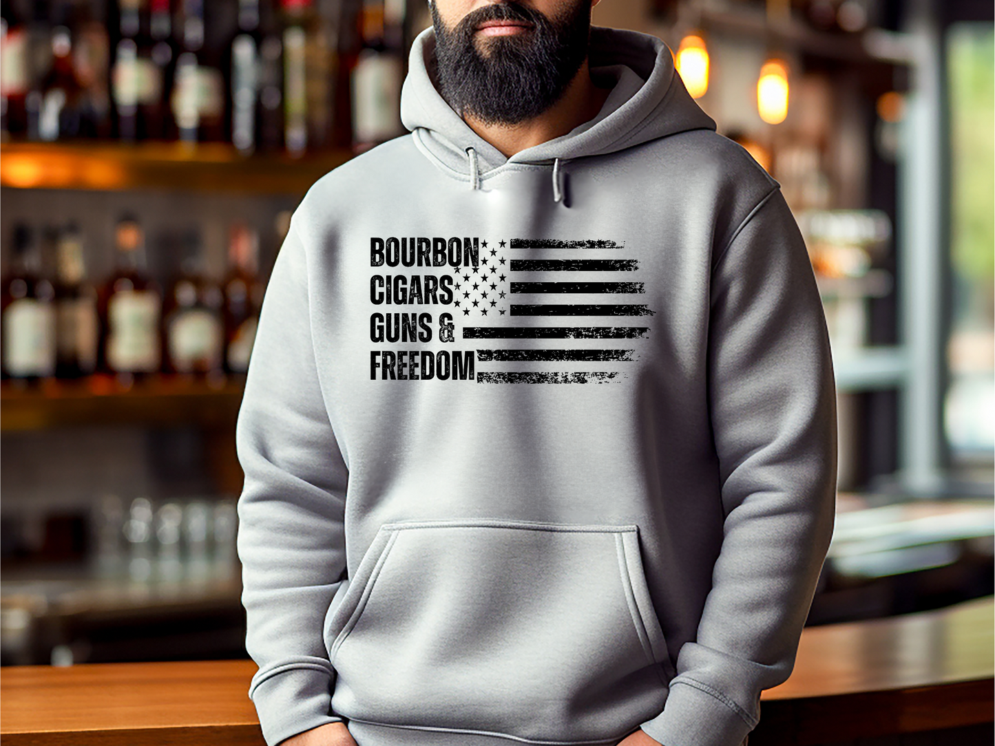 Bourbon. Cigars. Guns & Freedom. Hoodie