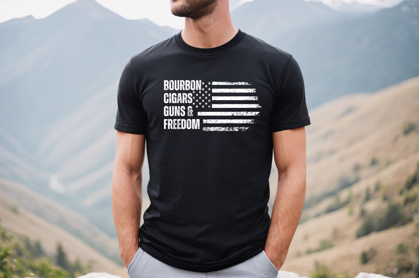 Bourbon. Cigars. Guns & Freedom. T-Shirt