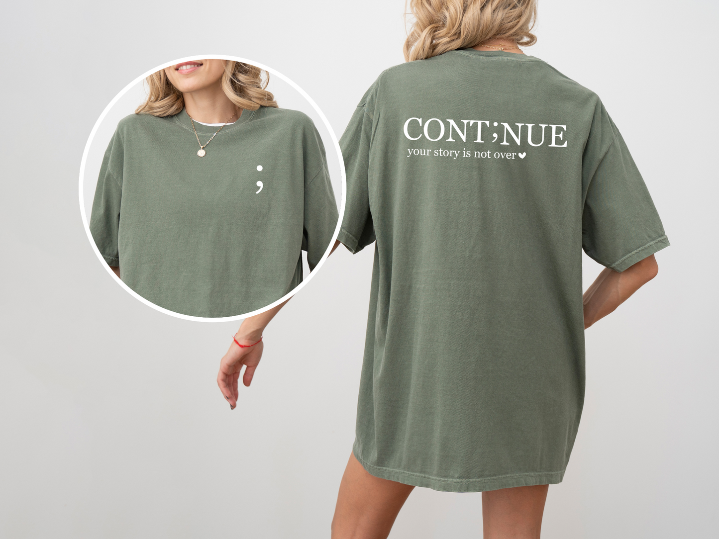 CONT;NUE Mental Health Awareness T-Shirt - Comfort Colors 1717 (Front & Back)