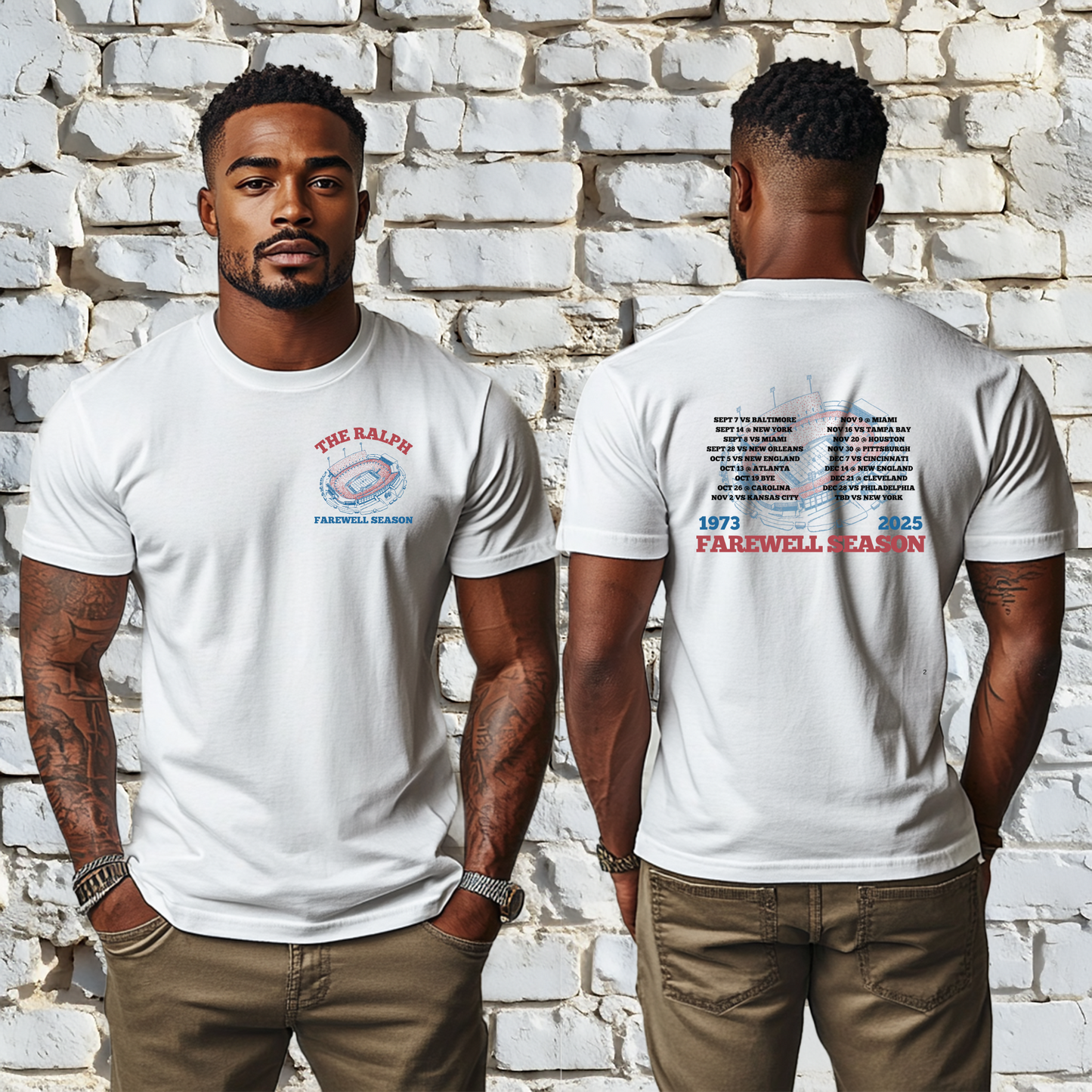 Farewell Season 1973–2025 Buffalo Football Stadium T-Shirt (Front & Back Print)