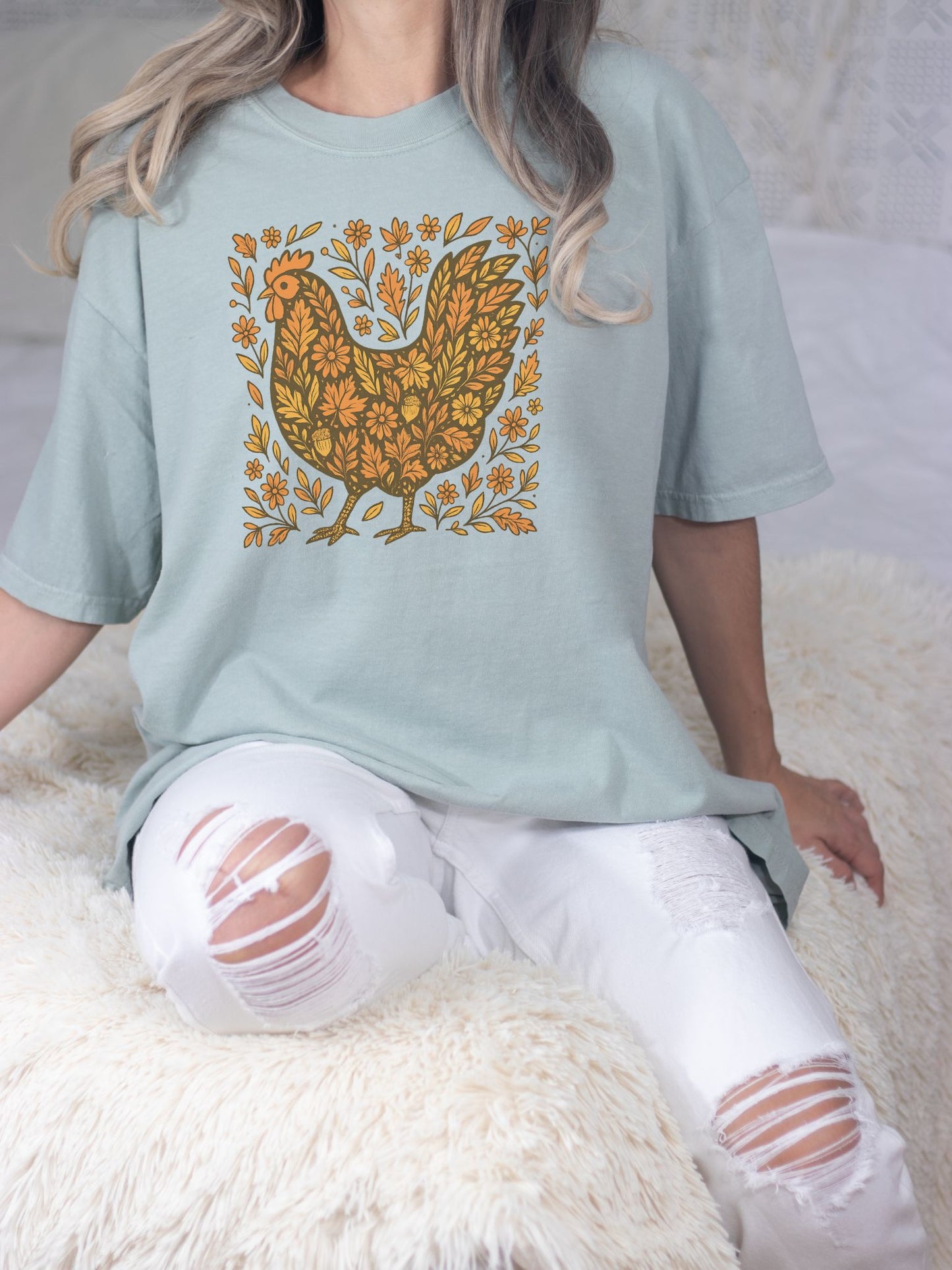 Fall Floral Chicken Shirt – Comfort Colors 1717