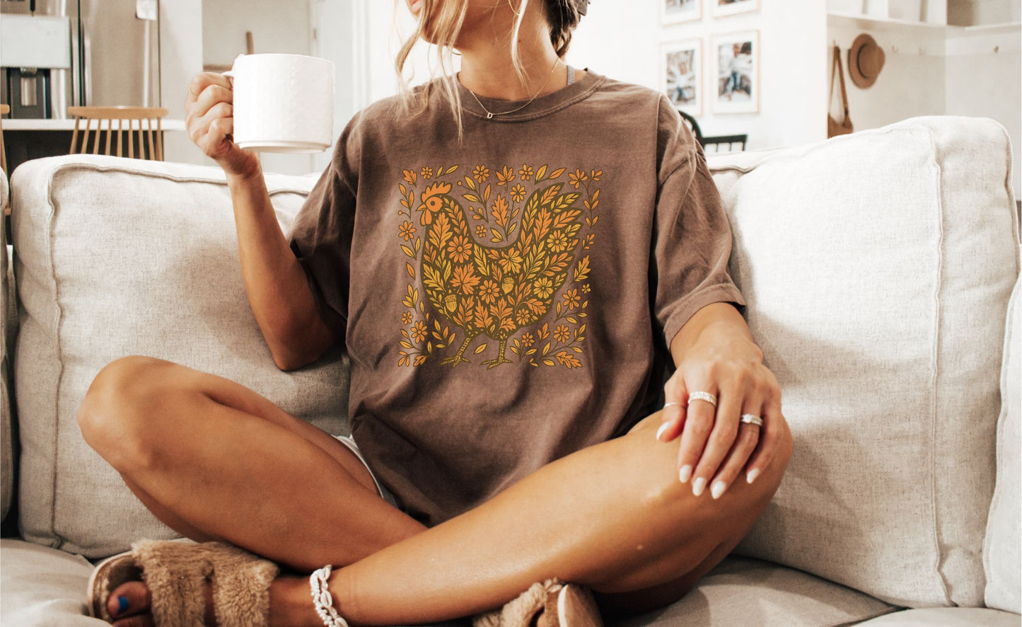 Fall Floral Chicken Shirt – Comfort Colors 1717