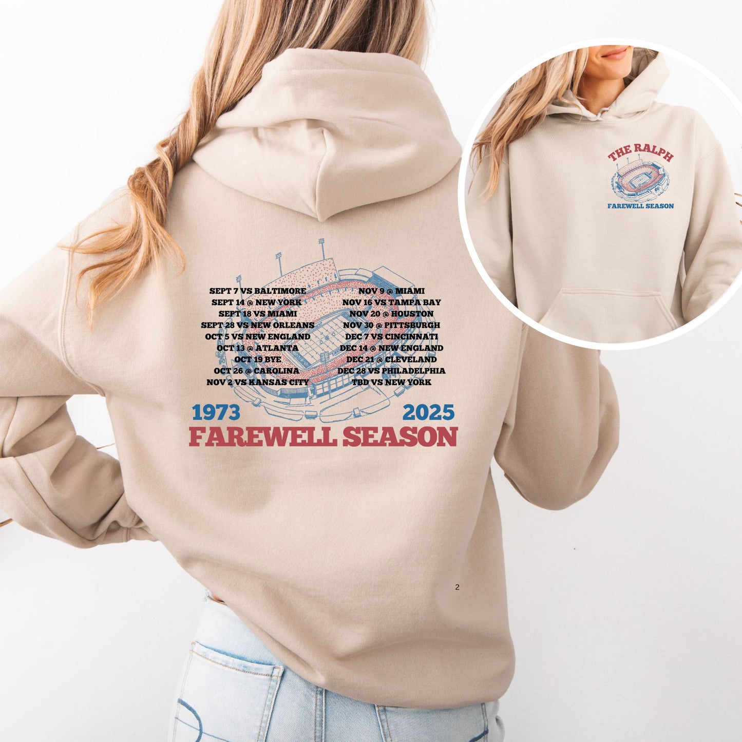 Farewell Season 1973–2025 Buffalo Stadium Hoodie (Front & Back Print)