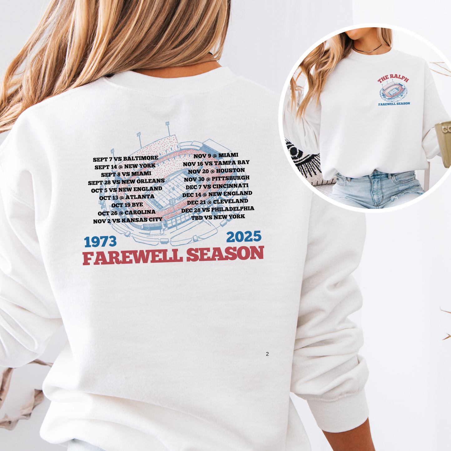 Farewell Season 1973–2025 Buffalo Stadium Sweatshirt (Front & Back Print)