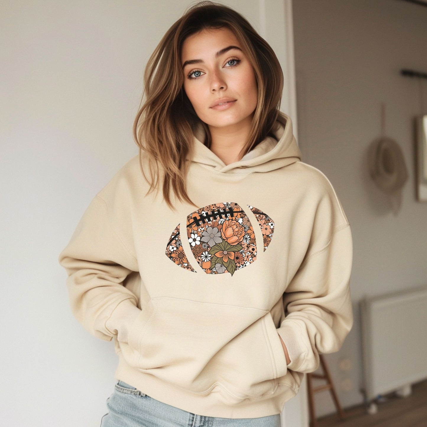 Floral Football Hoodie