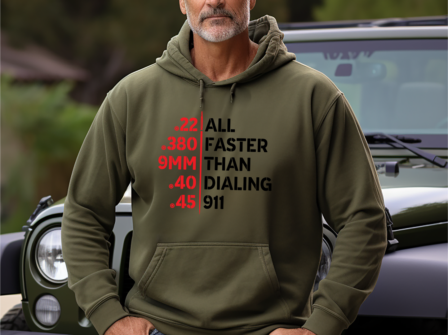 Faster Than Dialing 911 Gun Caliber Hoodie