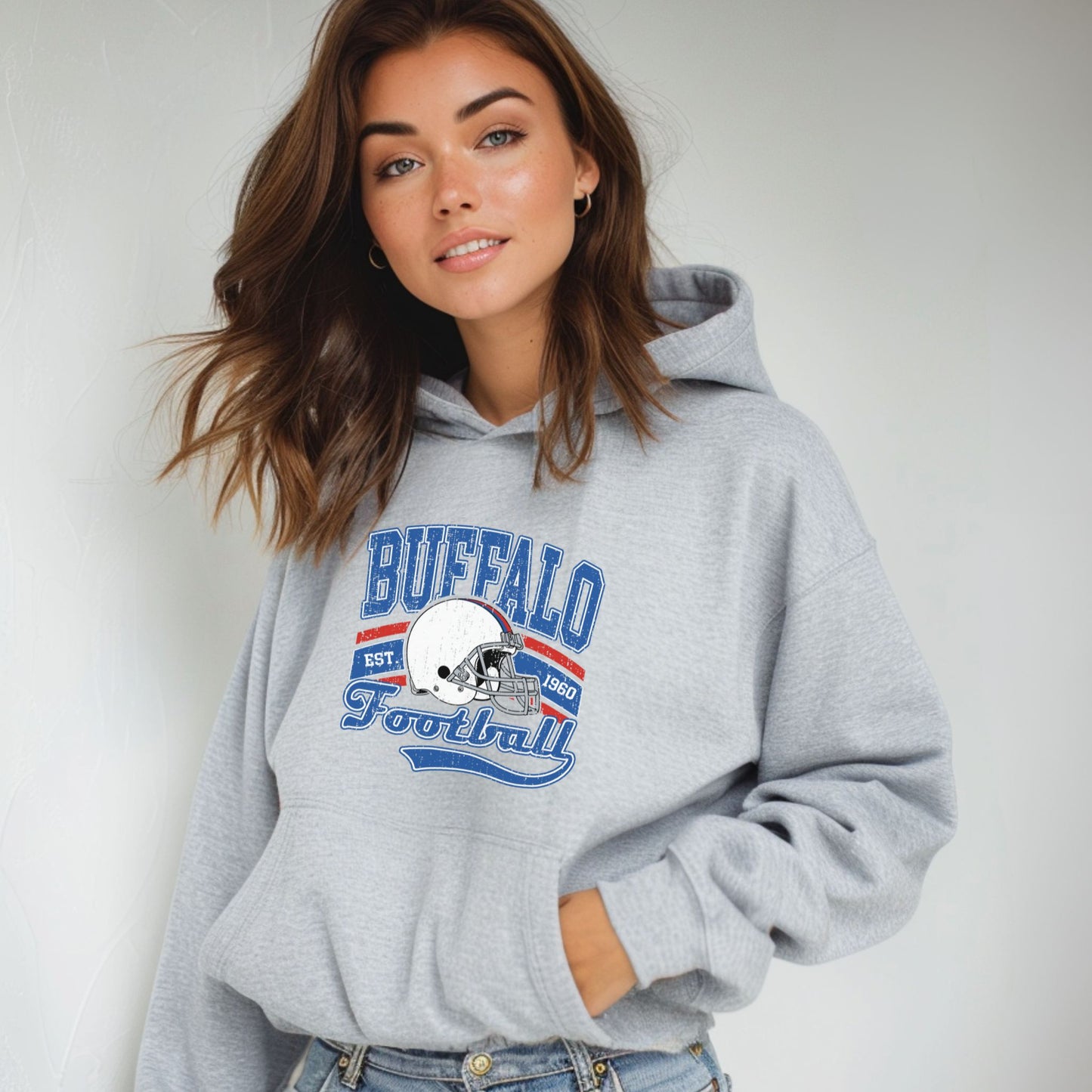 Buffalo Football Hoodie – Vintage Helmet Graphic