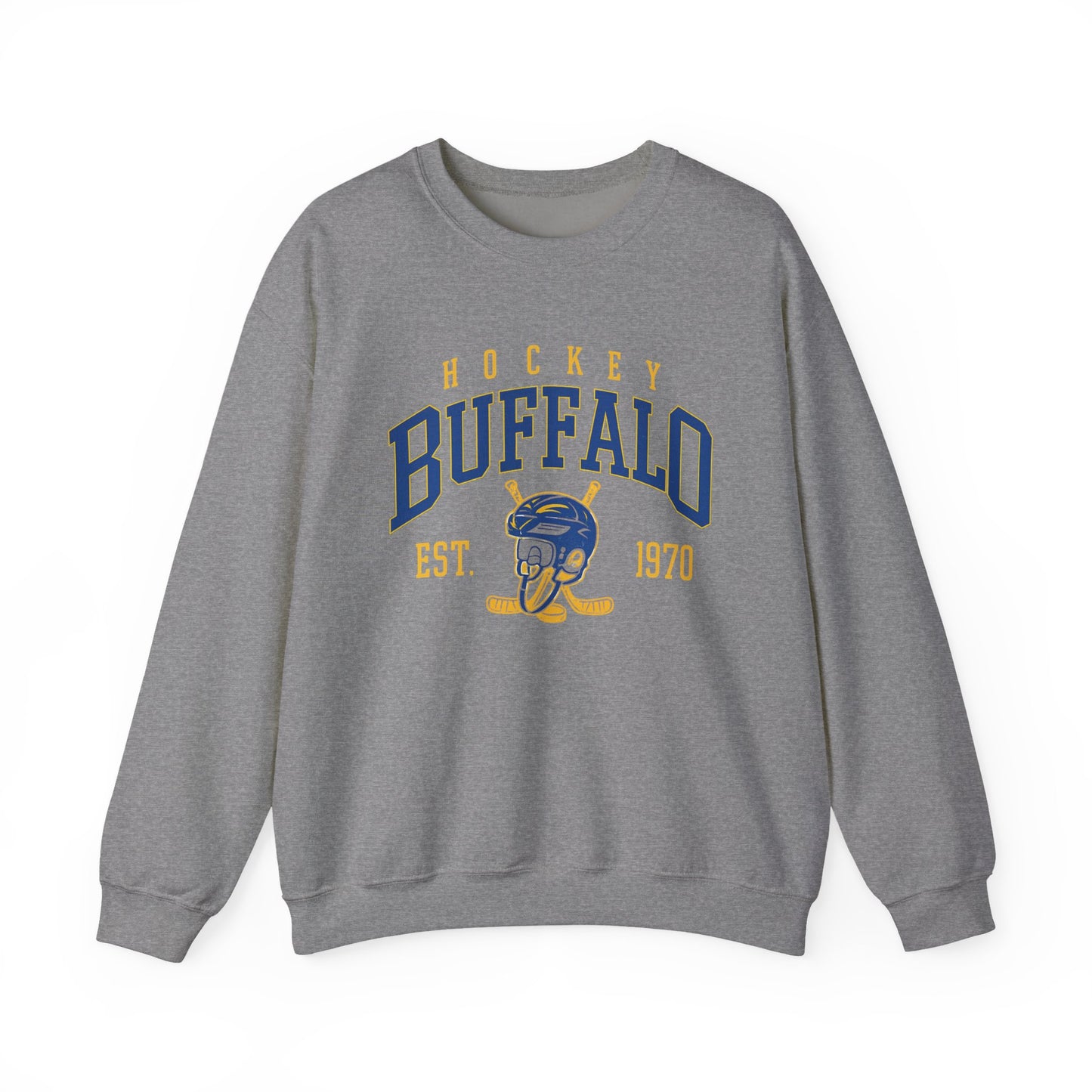 Buffalo Hockey Sweatshirt – EST. 1970 Helmet and Sticks Crewneck