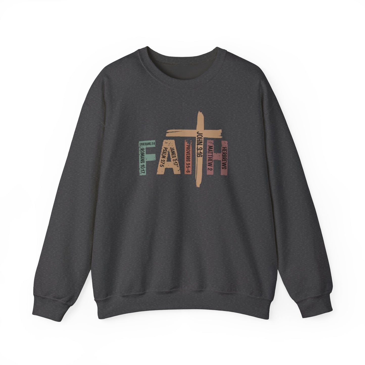 Faith Scripture Cross Sweatshirt – Christian Inspirational Crewneck