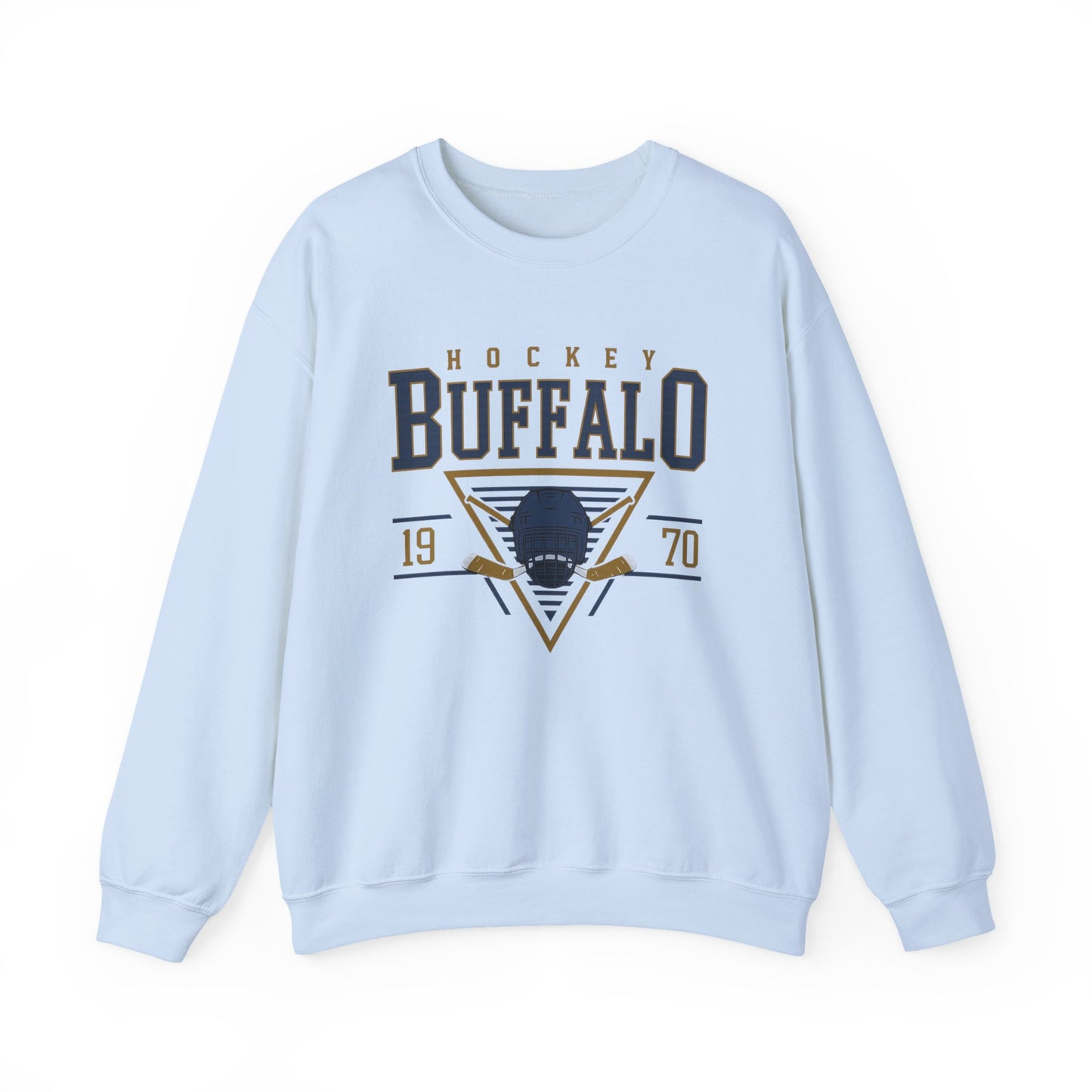 Buffalo Hockey Sweatshirt – 1970 Helmet and Sticks Vintage Crewneck