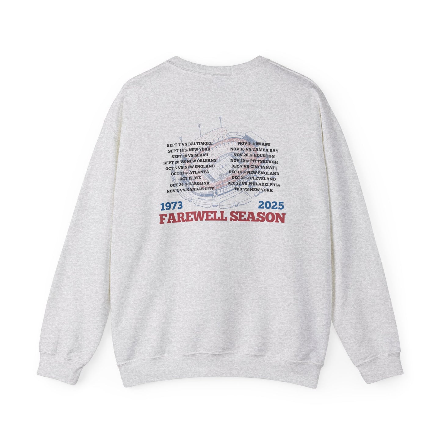 Farewell Season 1973–2025 Buffalo Stadium Sweatshirt (Front & Back Print)