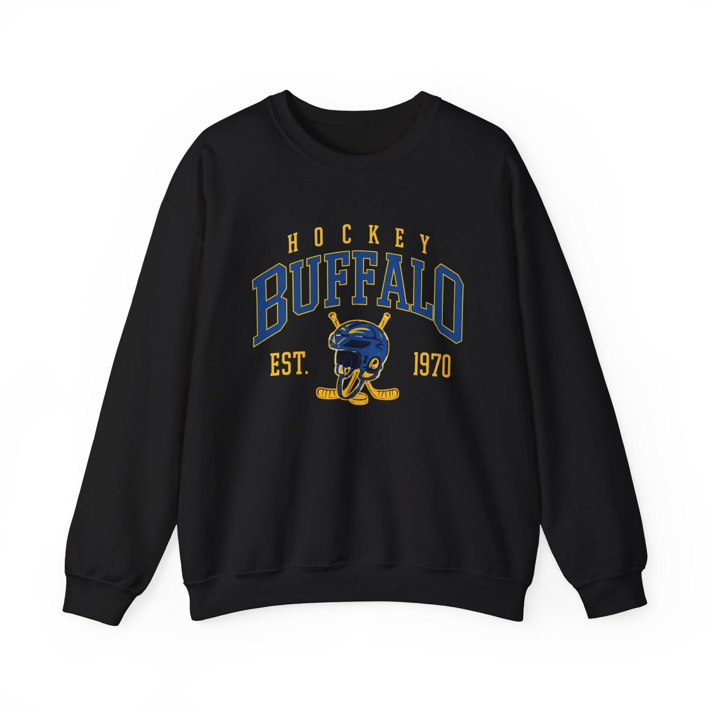 Buffalo Hockey Sweatshirt – EST. 1970 Helmet and Sticks Crewneck