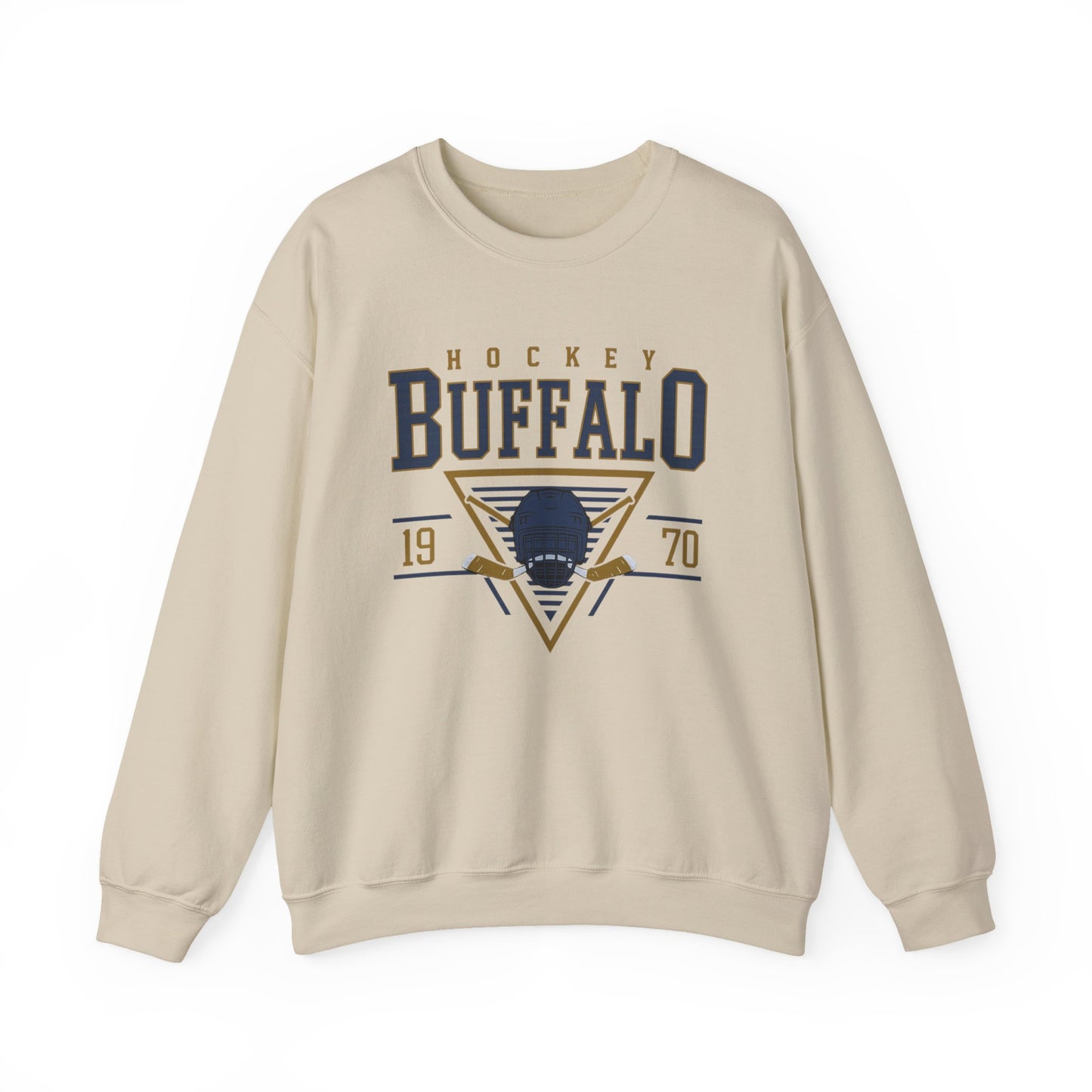 Buffalo Hockey Sweatshirt – 1970 Helmet and Sticks Vintage Crewneck