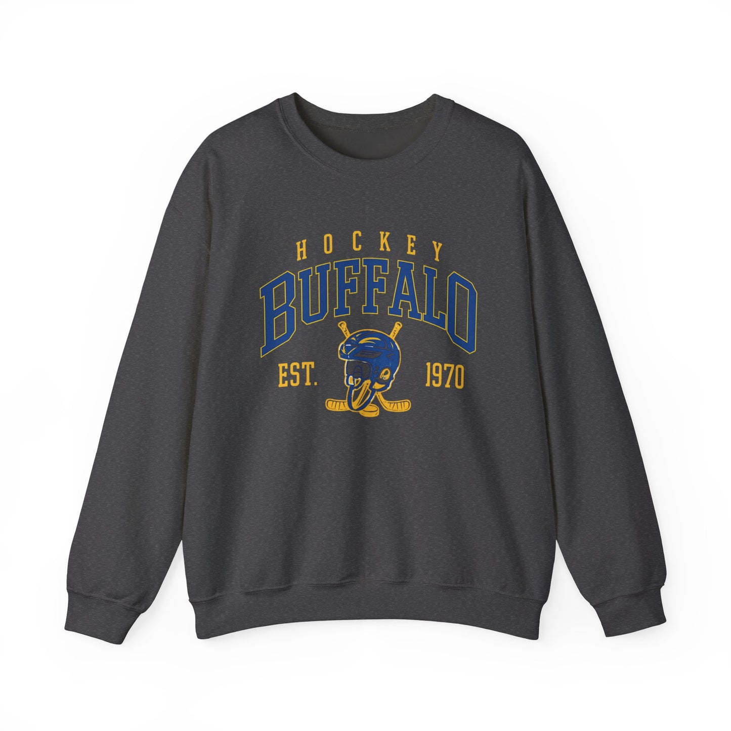Buffalo Hockey Sweatshirt – EST. 1970 Helmet and Sticks Crewneck