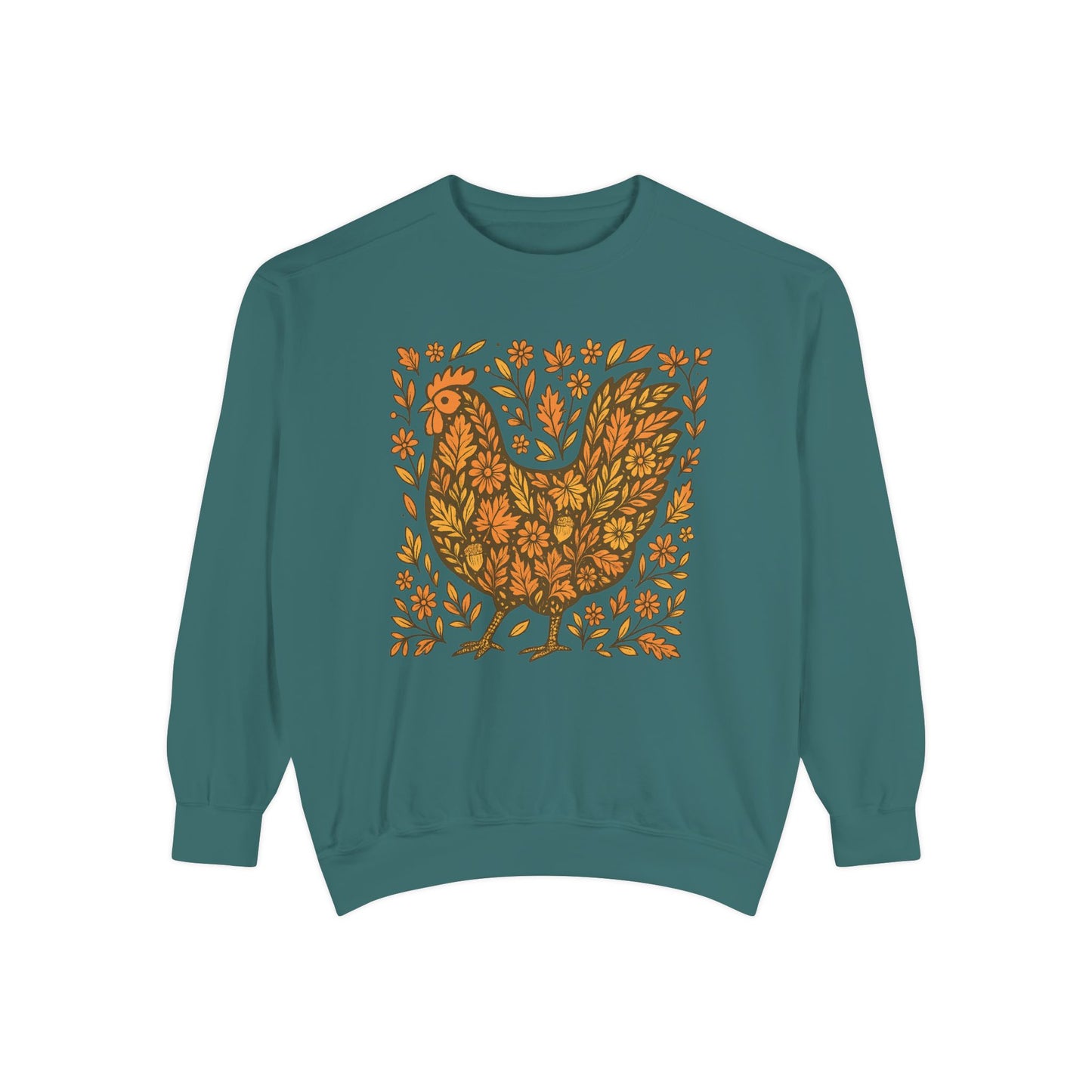 Rustic Fall Chicken Crewneck – Comfort Colors 1566 Sweatshirt