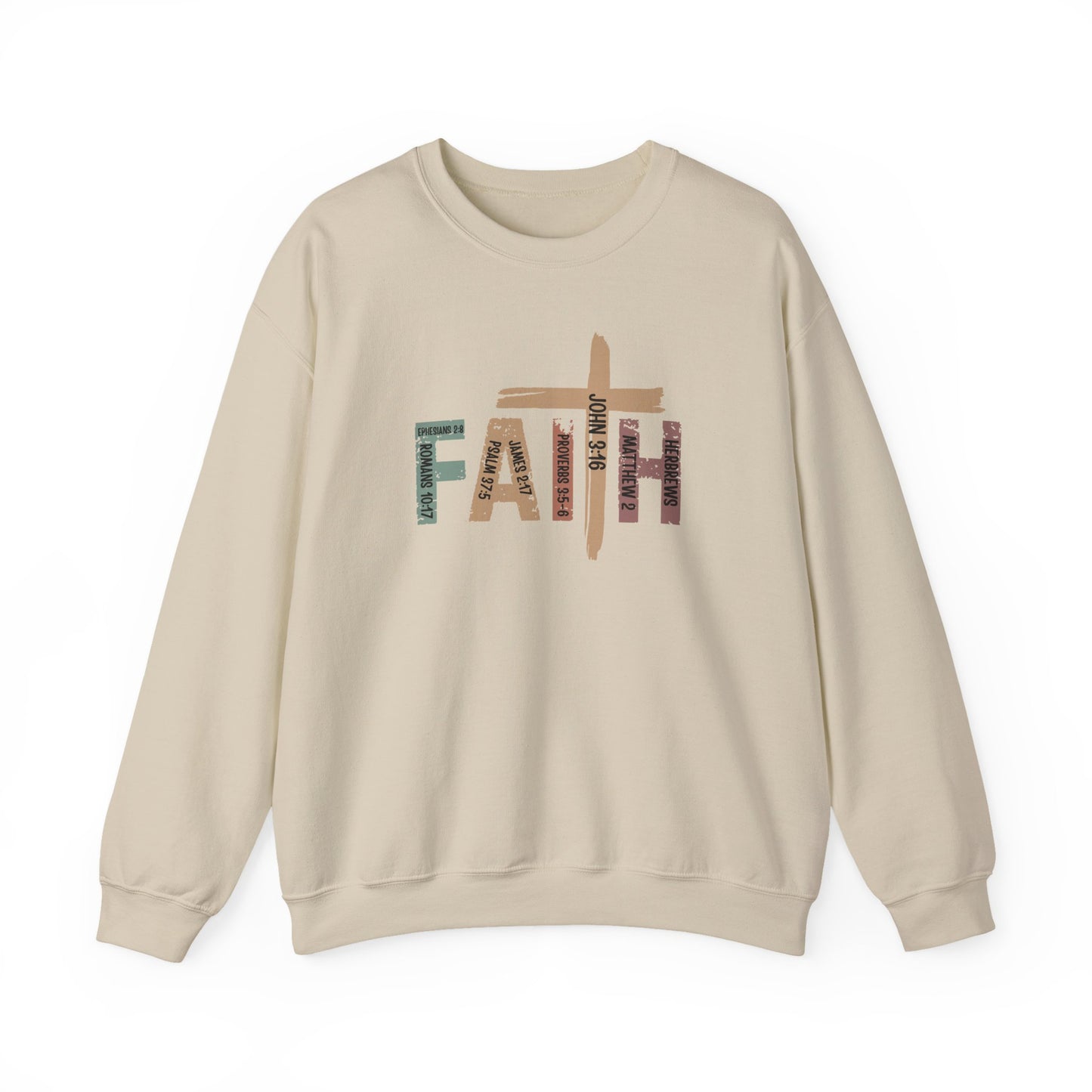 Faith Scripture Cross Sweatshirt – Christian Inspirational Crewneck