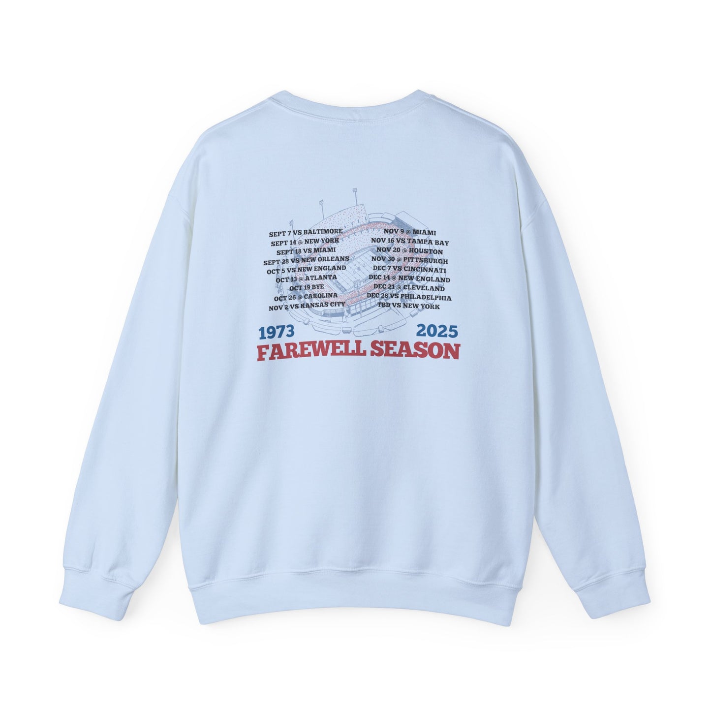 Farewell Season 1973–2025 Buffalo Stadium Sweatshirt (Front & Back Print)
