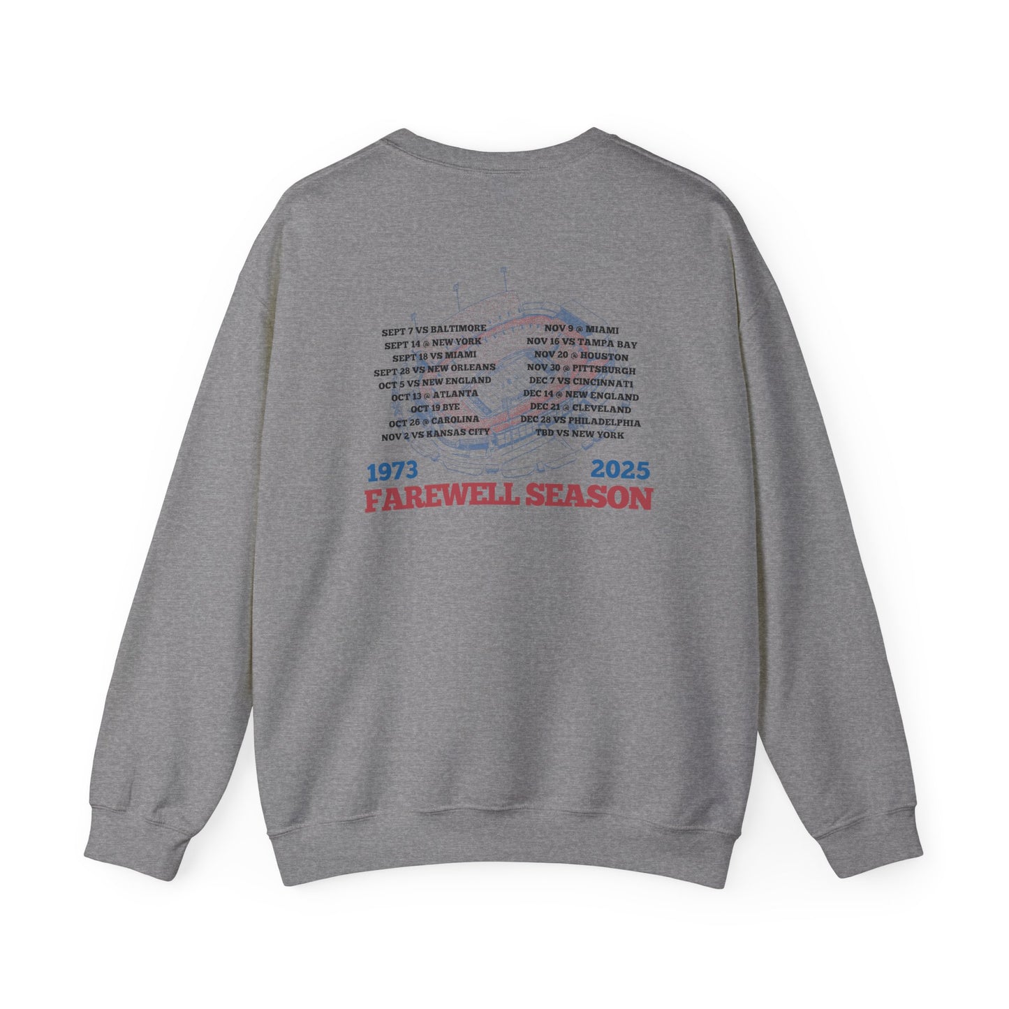 Farewell Season 1973–2025 Buffalo Stadium Sweatshirt (Front & Back Print)