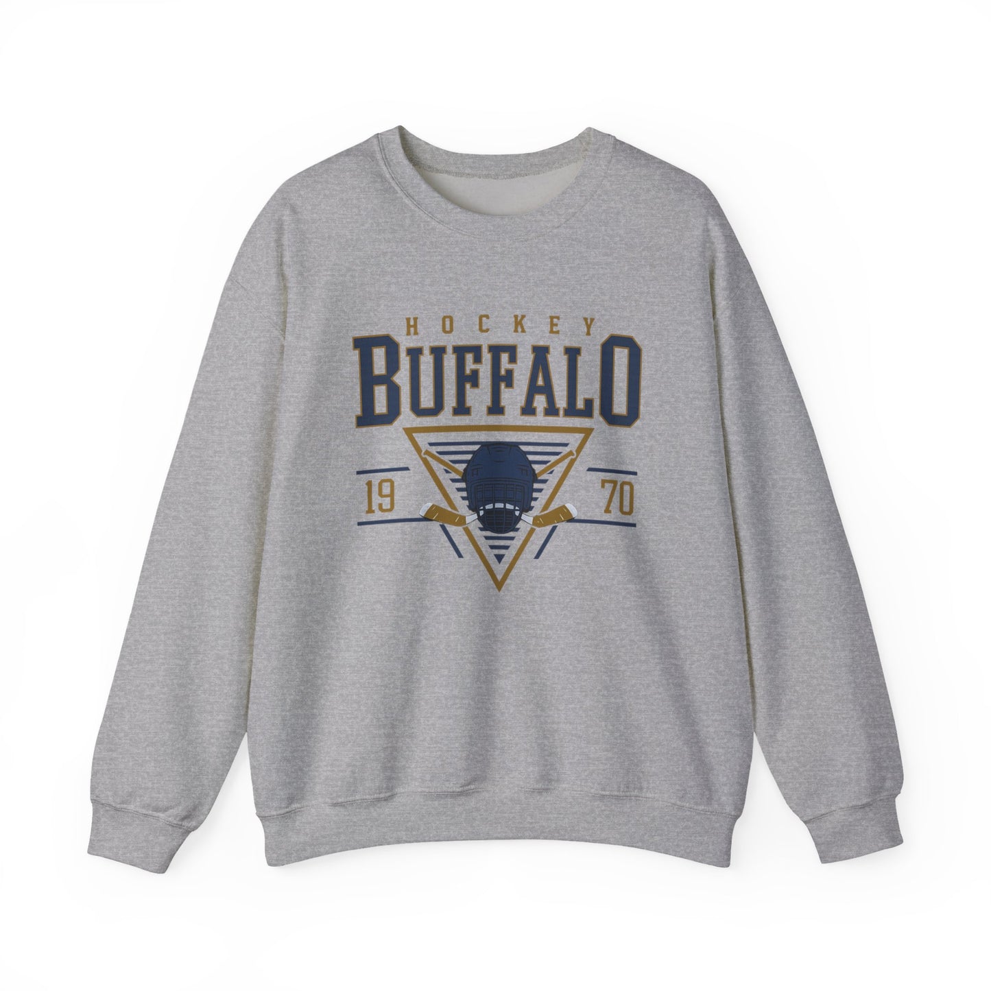 Buffalo Hockey Sweatshirt – 1970 Helmet and Sticks Vintage Crewneck