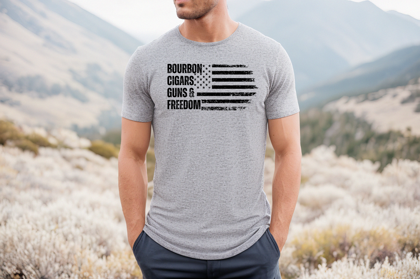 Bourbon. Cigars. Guns & Freedom. T-Shirt