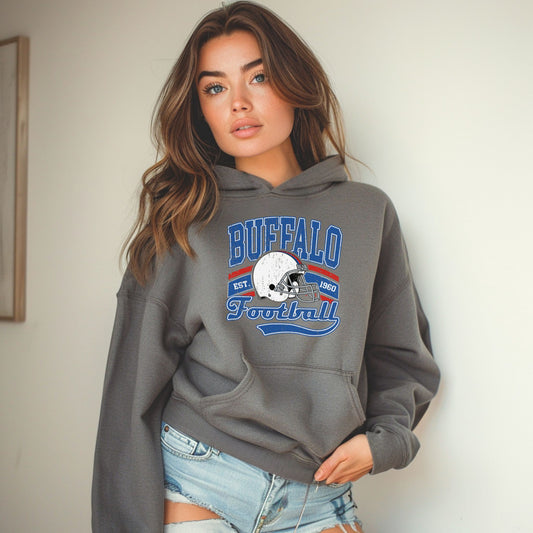 Buffalo Football Hoodie – Vintage Helmet Graphic