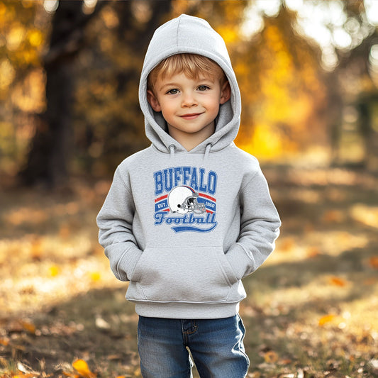 Buffalo Football Toddler Hoodie – Vintage Helmet Graphic