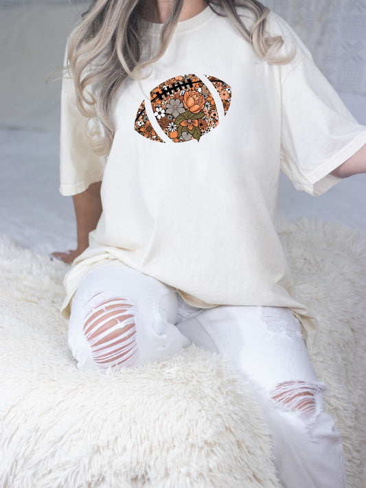 Vintage Floral Football Shirt – Comfort Colors 1717 Tee