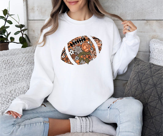 Floral Football Sweatshirt – Fall Game Day Crewneck