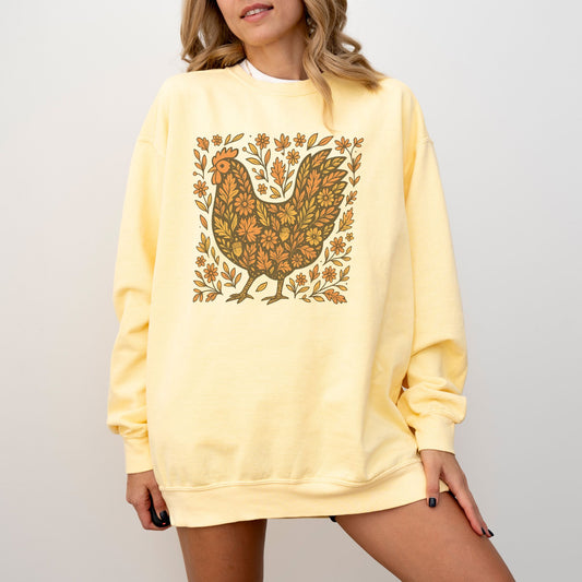 Rustic Fall Chicken Crewneck – Comfort Colors 1566 Sweatshirt