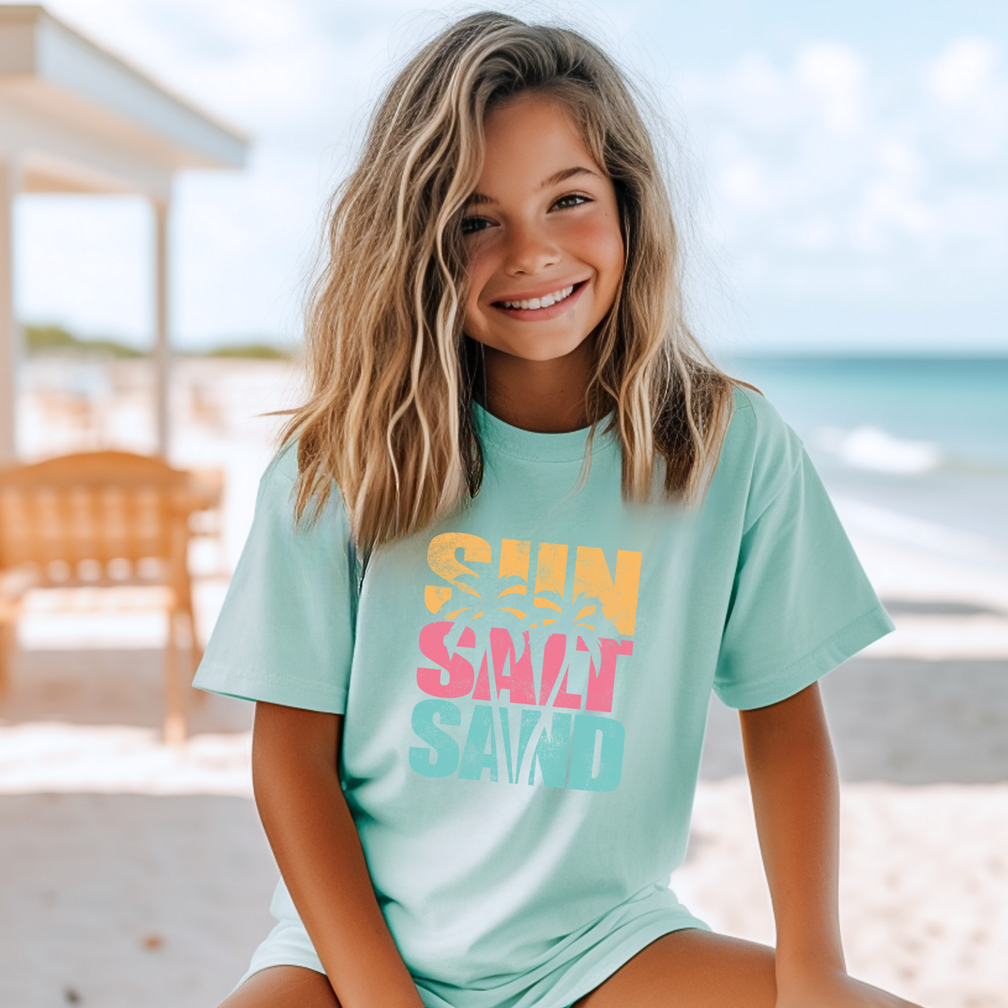 Sun Salt Sand Youth Oversized Beach Tee – Comfort Colors 9018