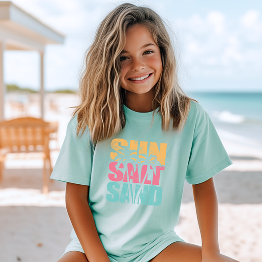 Sun Salt Sand Youth Oversized Beach Tee – Comfort Colors 9018
