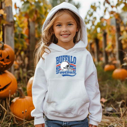 Buffalo Football Youth Hoodie – Vintage Helmet Graphic