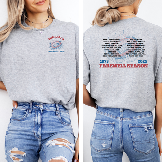 Farewell Season 1973–2025 Buffalo Football Stadium T-Shirt (Front & Back Print)