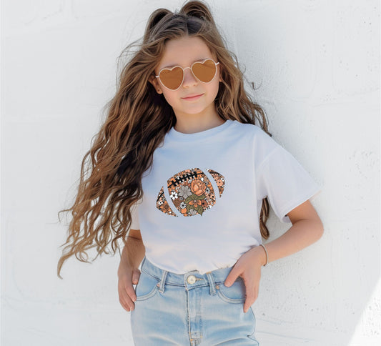 Floral Football Youth T-Shirt