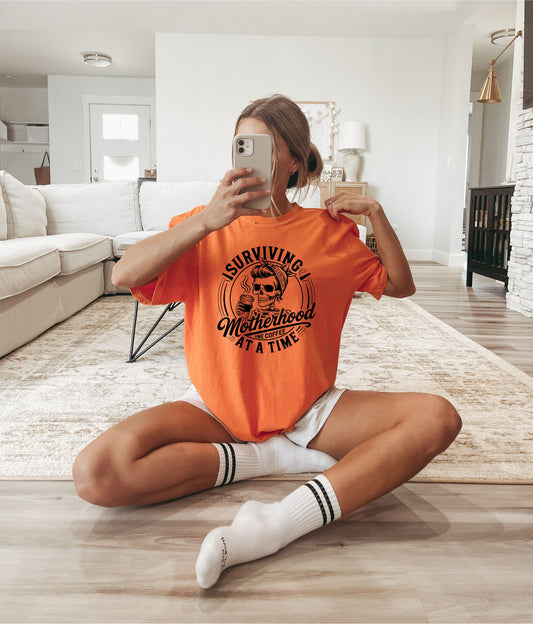 Surviving Motherhood Coffee T-Shirt – Comfort Colors 1717