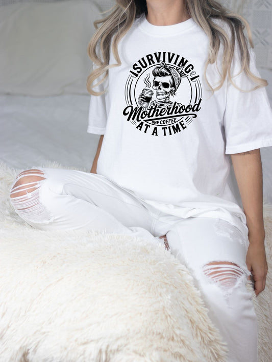 Surviving Motherhood Coffee T-Shirt – Comfort Colors 1717